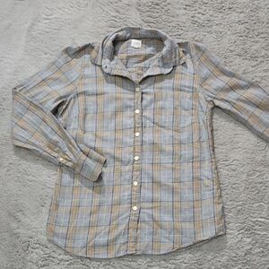 J. Crew women's Gray and Yellow Plaid button down longsleeves Shirt size S